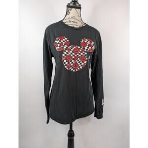 Neff x Disney Womens M T-Shirt Mickey Mouse Black White Roses Alice M28 Graphic